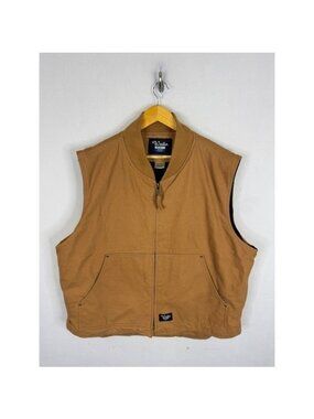 Walls Blizzard Pruf Mens Duck Canvas Quilted Insulated Work Vest Brown Large
